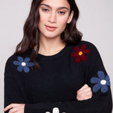 Super Plush Sweater with Boucle Flowers