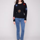 Super Plush Sweater with Boucle Flowers