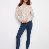 Printed Long Sleeved Crew Neck Sweater