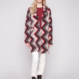 Crochet Design Long Coat with Button Closure