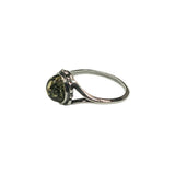 Green Amber Sterling Silver "Flower" Ring - Sugar River Shoppe