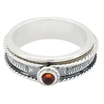 Cognac Amber Spinner Silver Ring - Sugar River Shoppe