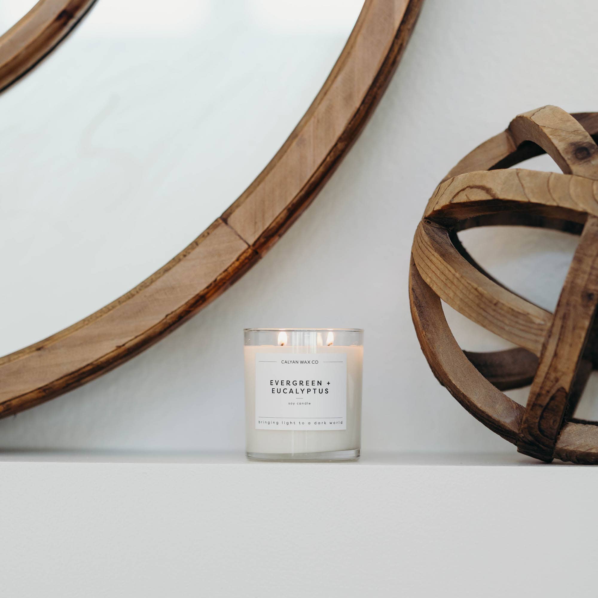 Evergreen + Eucalyptus - Glass Tumbler Soy Candle - Sugar River Shoppe