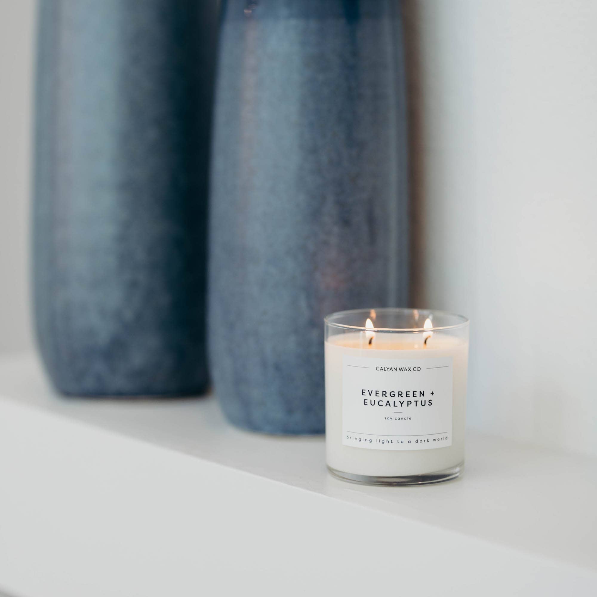 Evergreen + Eucalyptus - Glass Tumbler Soy Candle - Sugar River Shoppe