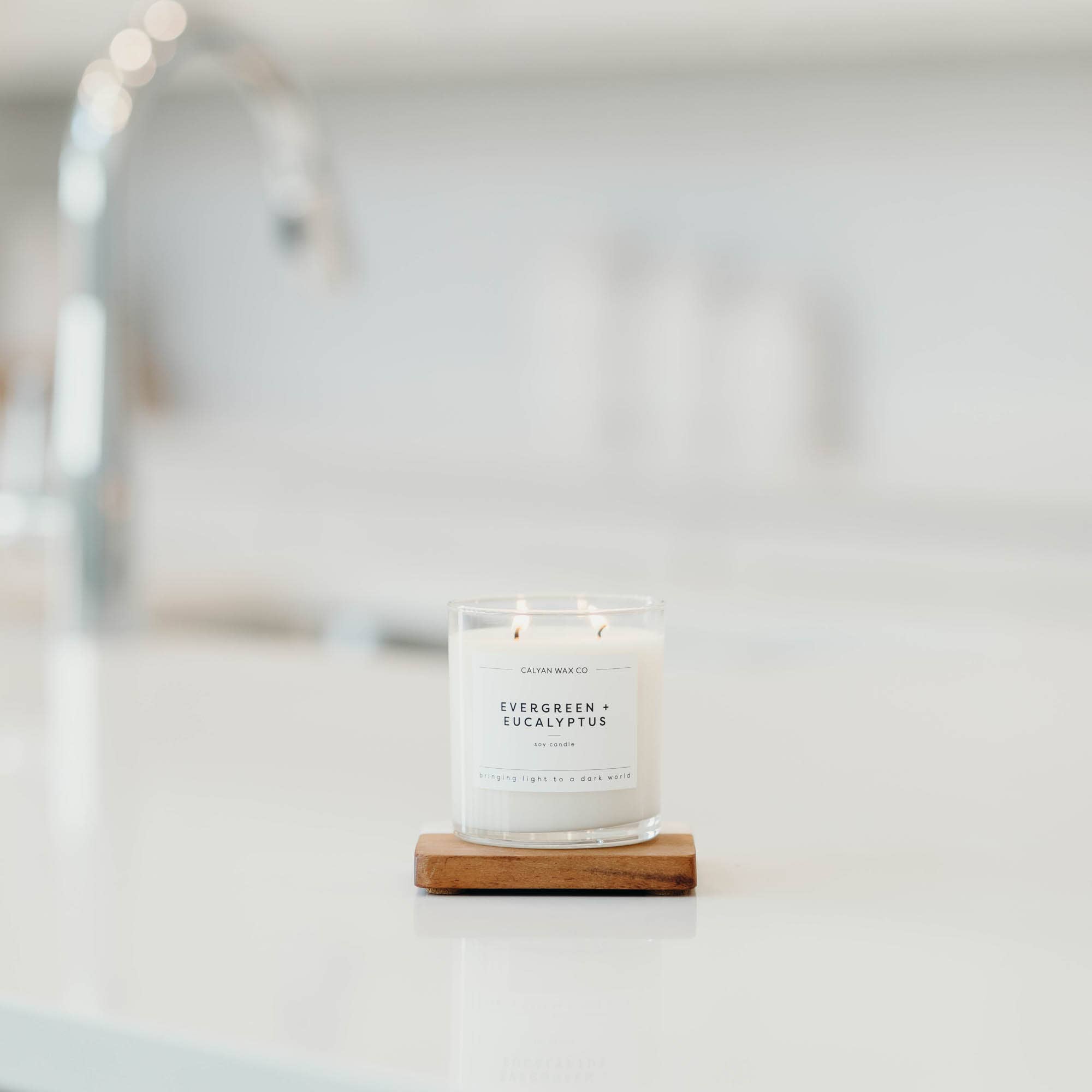 Evergreen + Eucalyptus - Glass Tumbler Soy Candle - Sugar River Shoppe