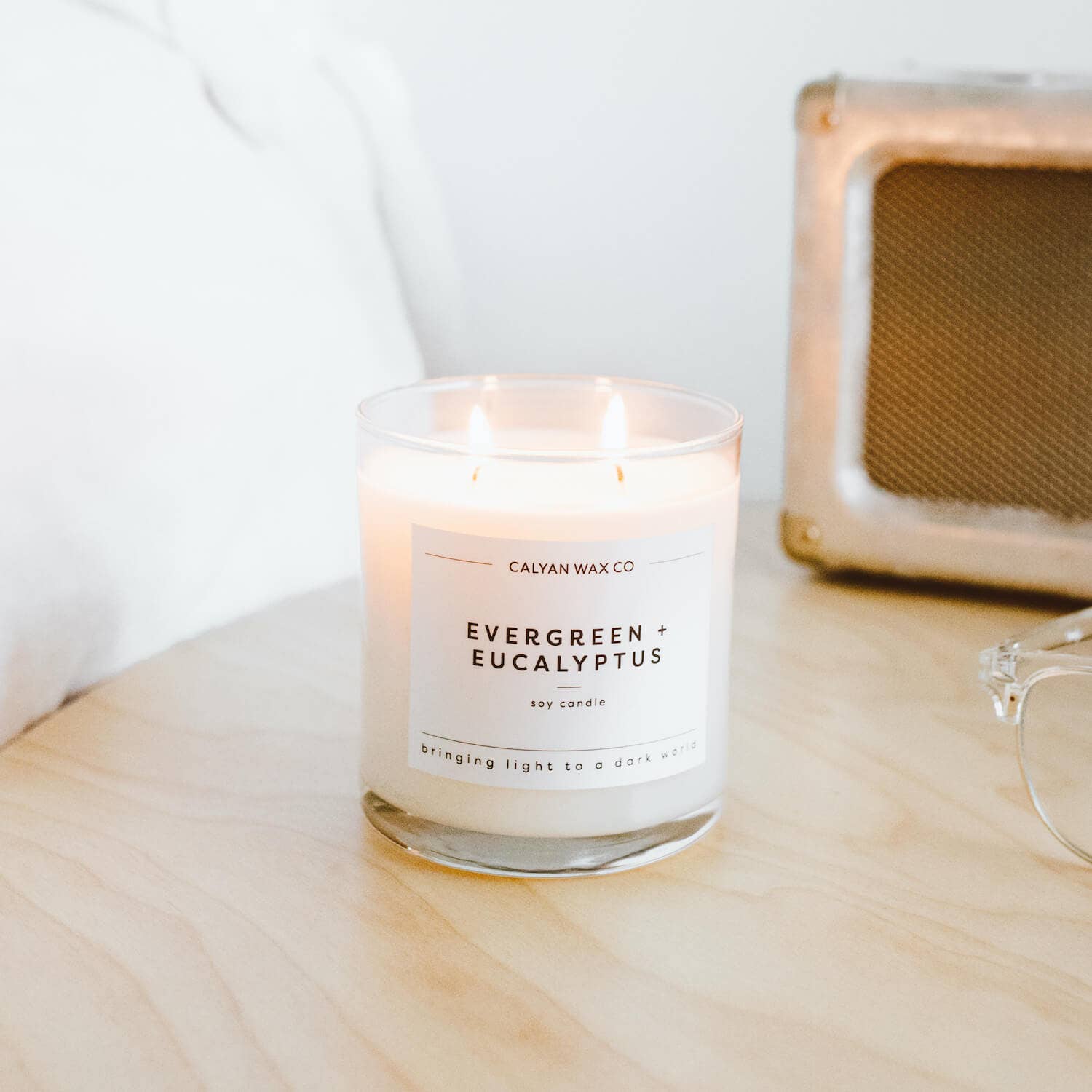 Evergreen + Eucalyptus - Glass Tumbler Soy Candle - Sugar River Shoppe