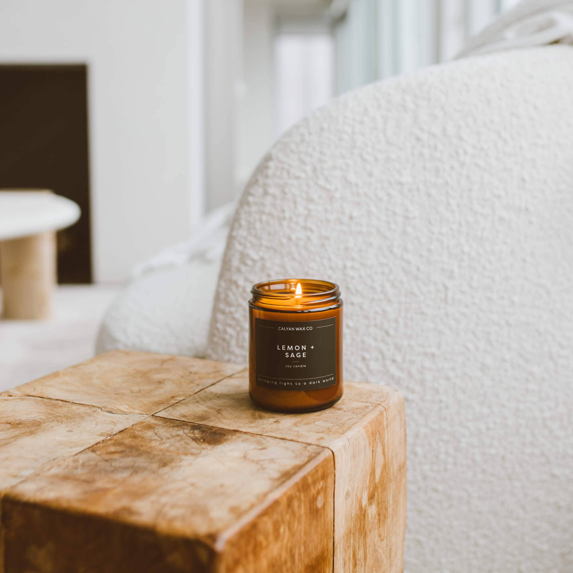 Lemon + Sage - Amber Jar Soy Candle - Sugar River Shoppe