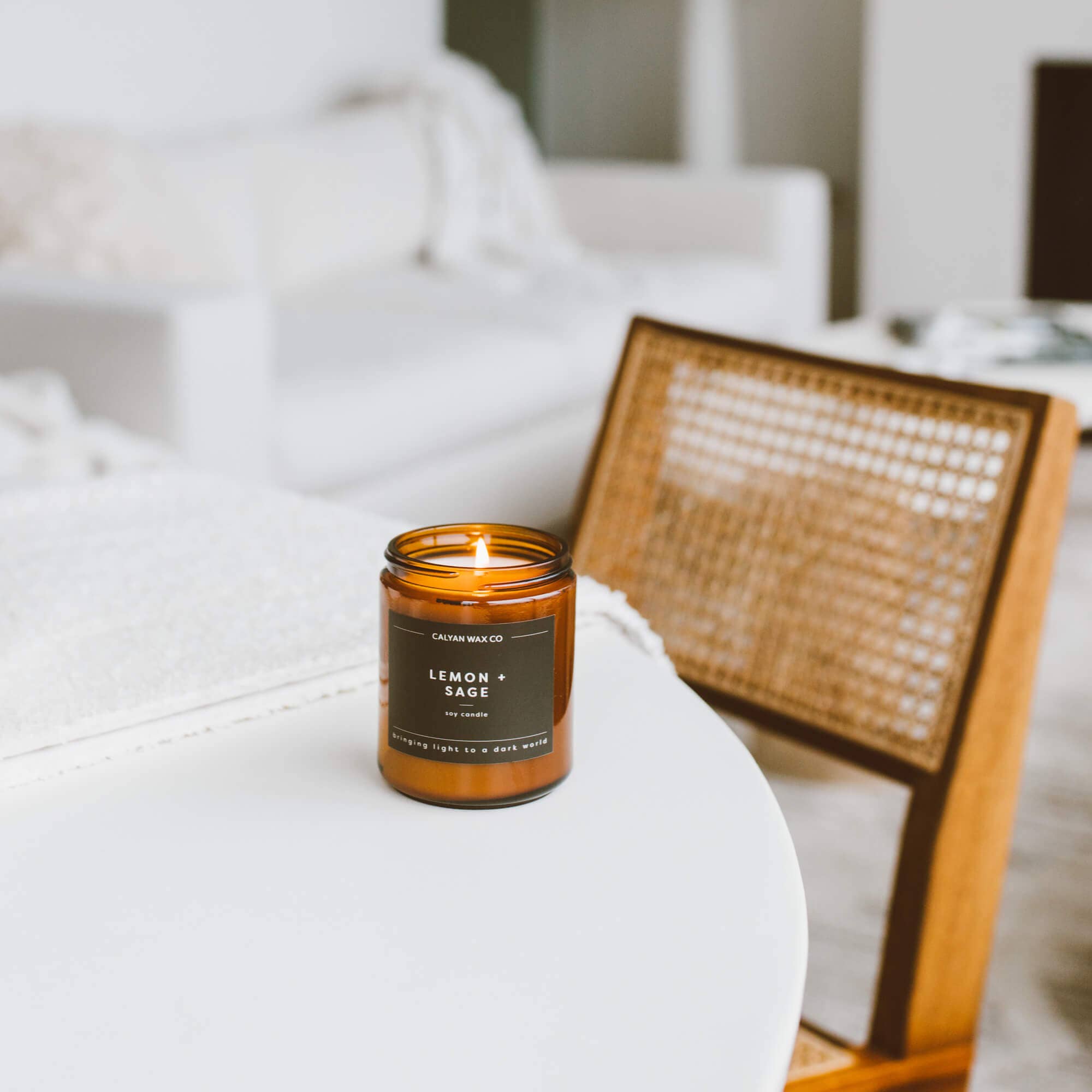 Lemon + Sage - Amber Jar Soy Candle - Sugar River Shoppe