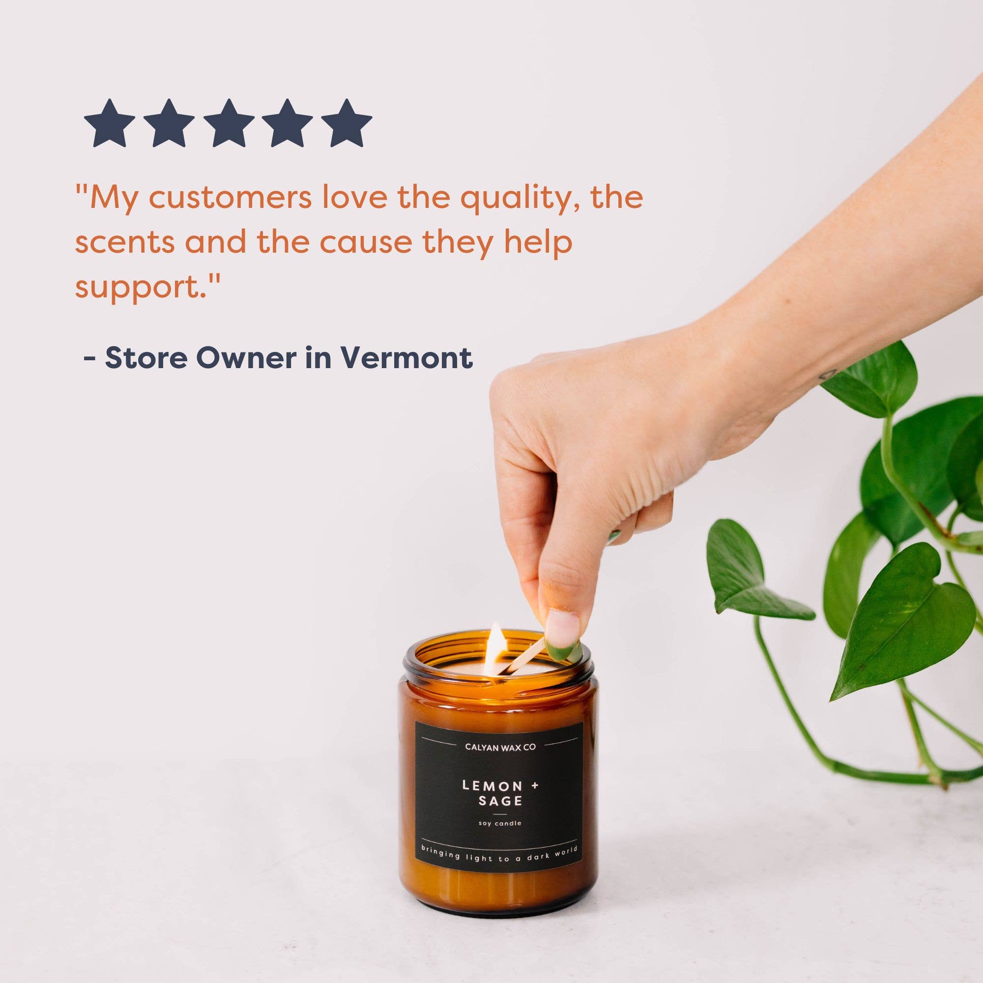 Lemon + Sage - Amber Jar Soy Candle - Sugar River Shoppe