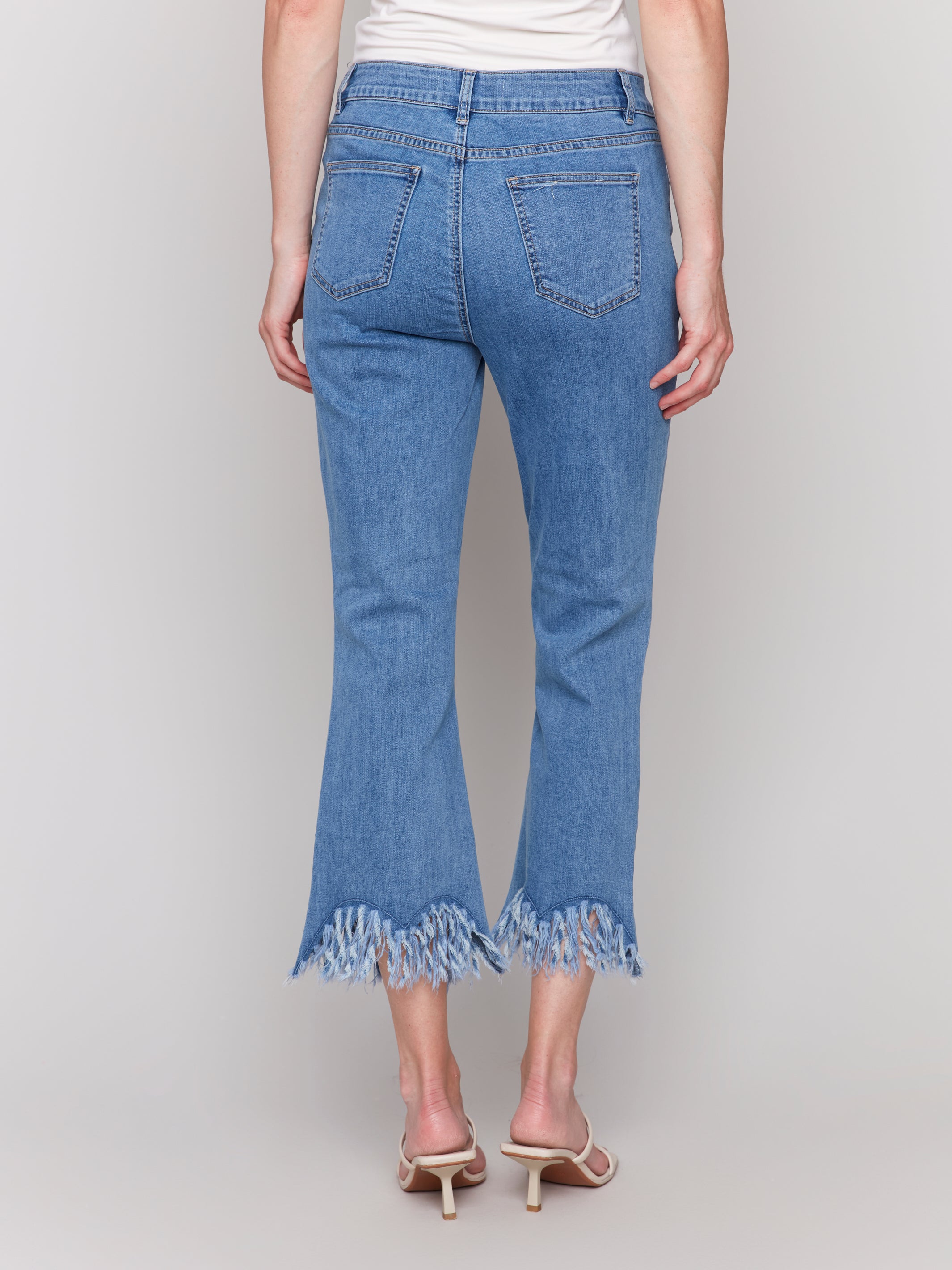Cropped Jeans with Fringed Hem - Sugar River Shoppe
