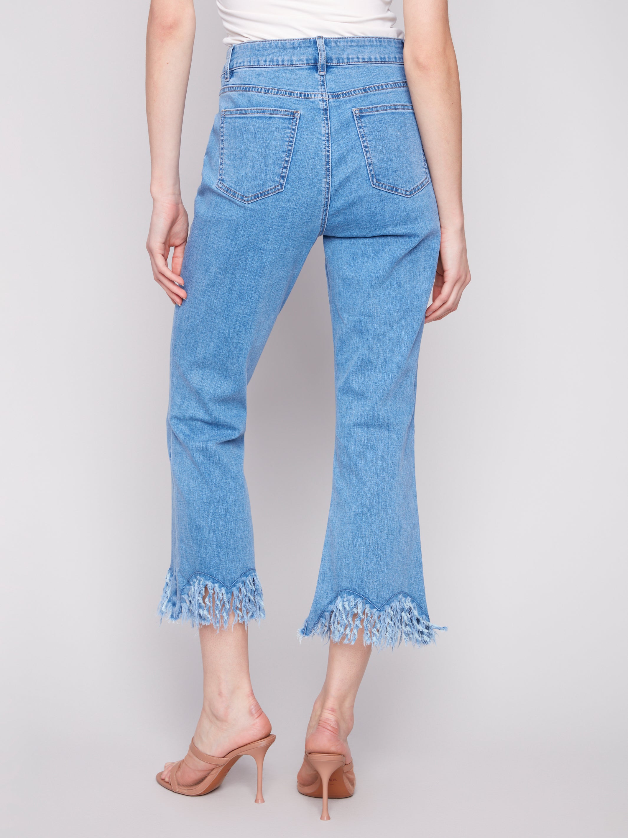 Cropped Jeans with Fringed Hem - Sugar River Shoppe