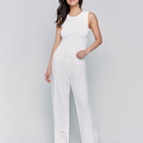 Pull-On Linen Pants with Eyelet Embroidery - Sugar River Shoppe