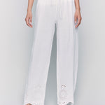Pull-On Linen Pants with Eyelet Embroidery - Sugar River Shoppe