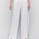 Pull-On Linen Pants with Eyelet Embroidery - Sugar River Shoppe