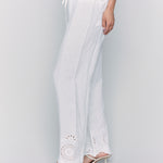 Pull-On Linen Pants with Eyelet Embroidery - Sugar River Shoppe