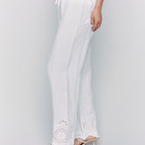 Pull-On Linen Pants with Eyelet Embroidery - Sugar River Shoppe