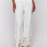 Pull-On Linen Pants with Eyelet Embroidery - Sugar River Shoppe