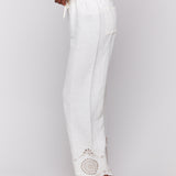 Pull-On Linen Pants with Eyelet Embroidery - Sugar River Shoppe