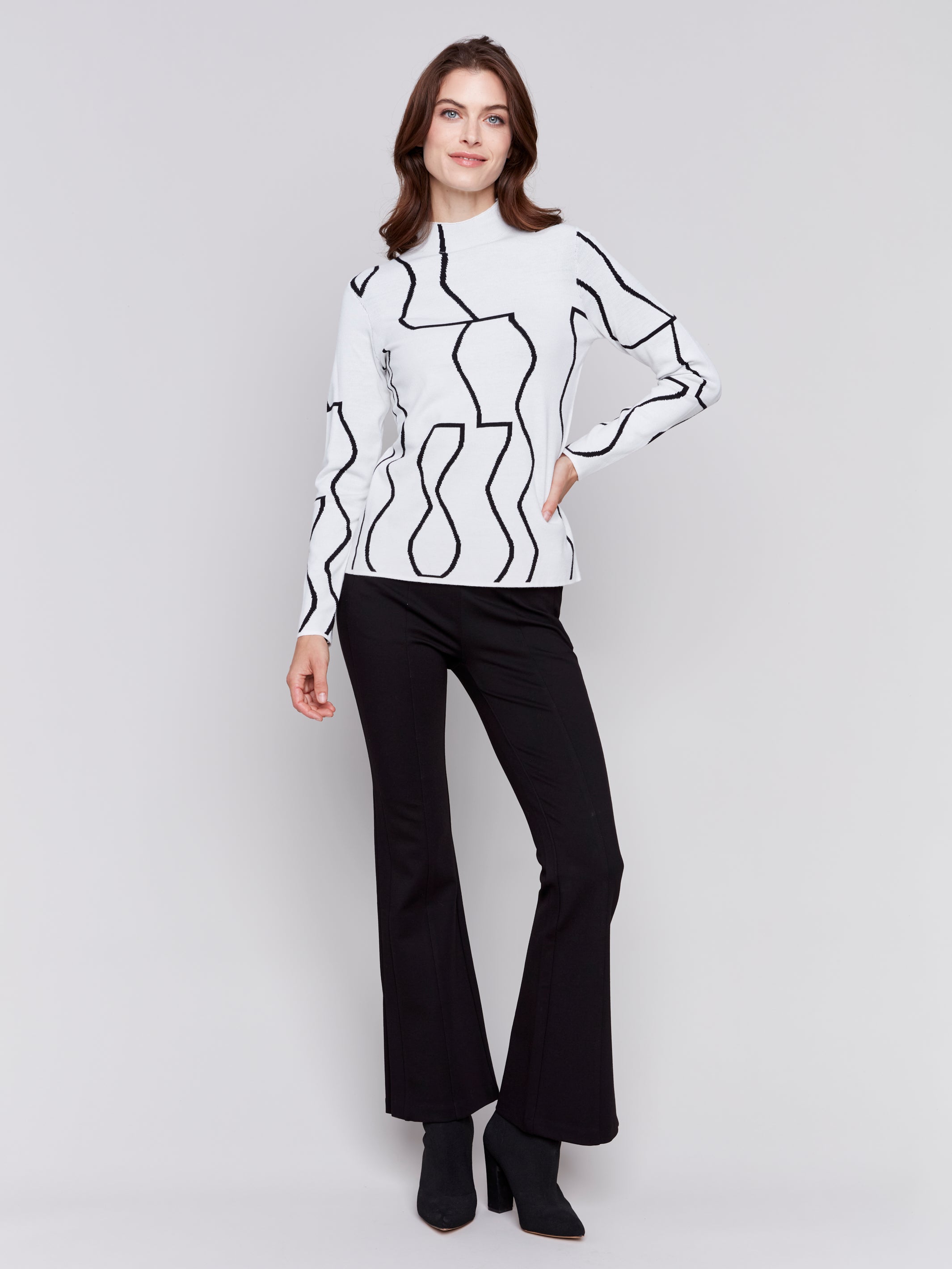 Reversible Mock Neck Fitted Sweater - Sugar River Shoppe