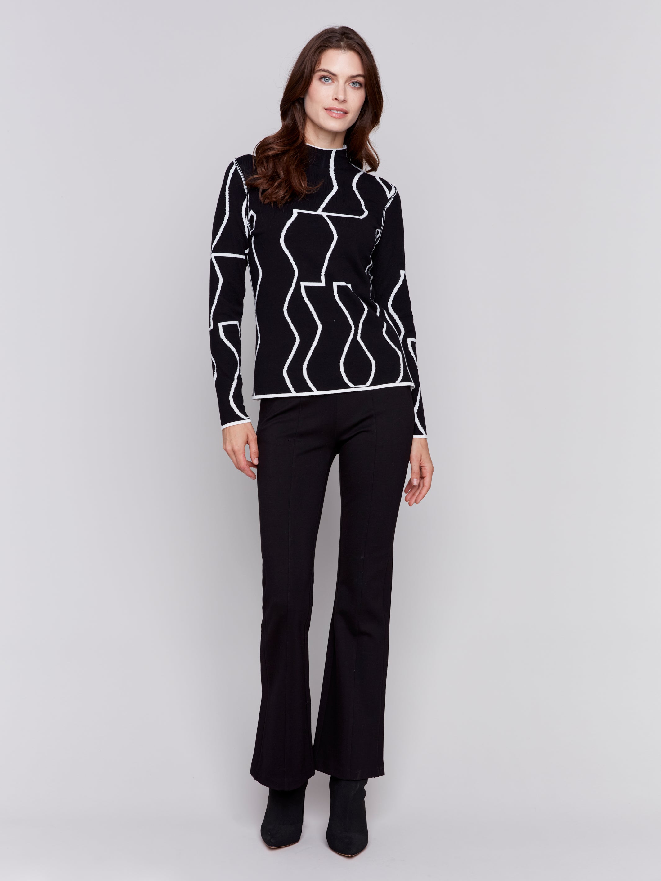 Reversible Mock Neck Fitted Sweater - Sugar River Shoppe