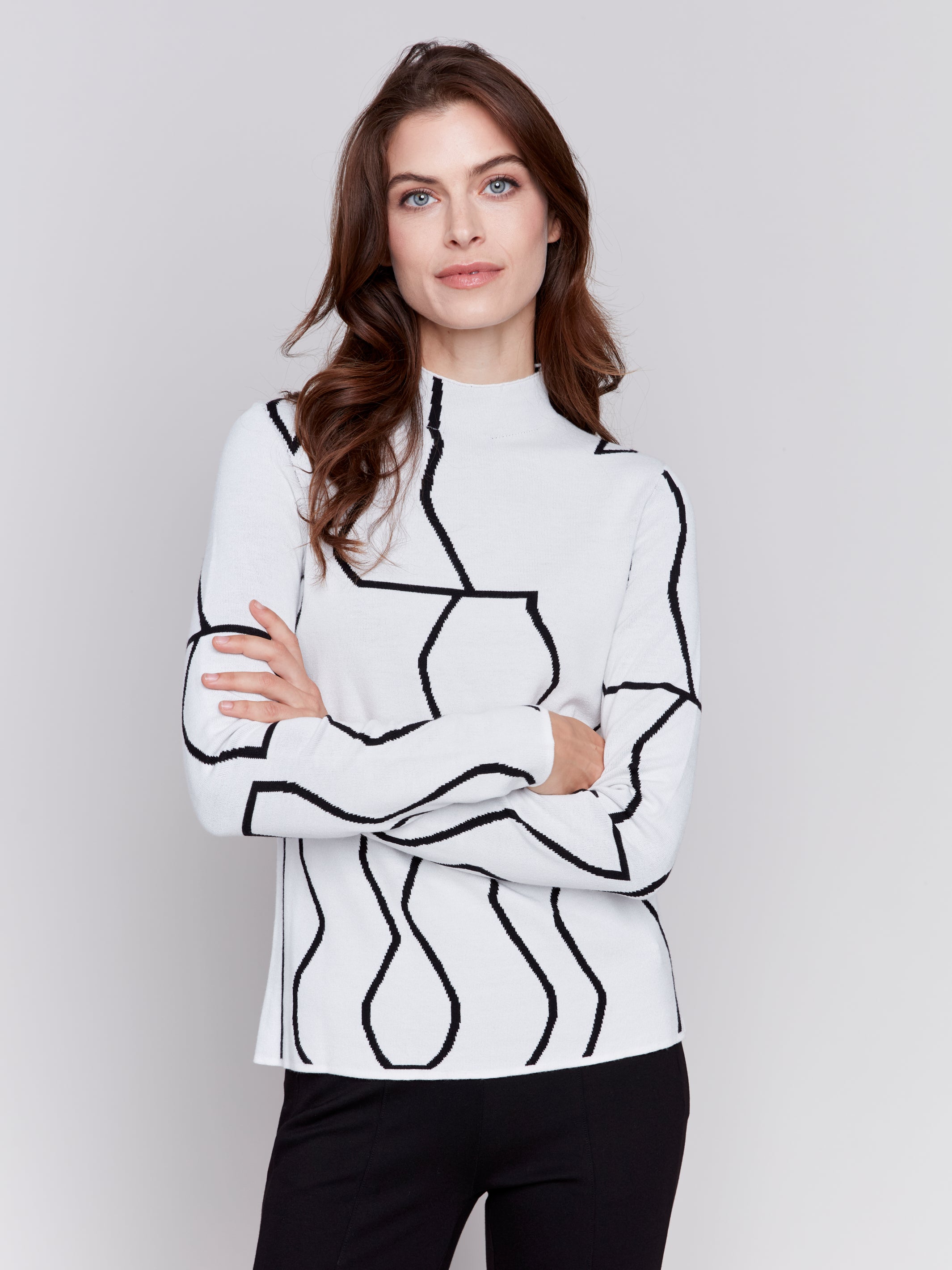 Reversible Mock Neck Fitted Sweater - Sugar River Shoppe