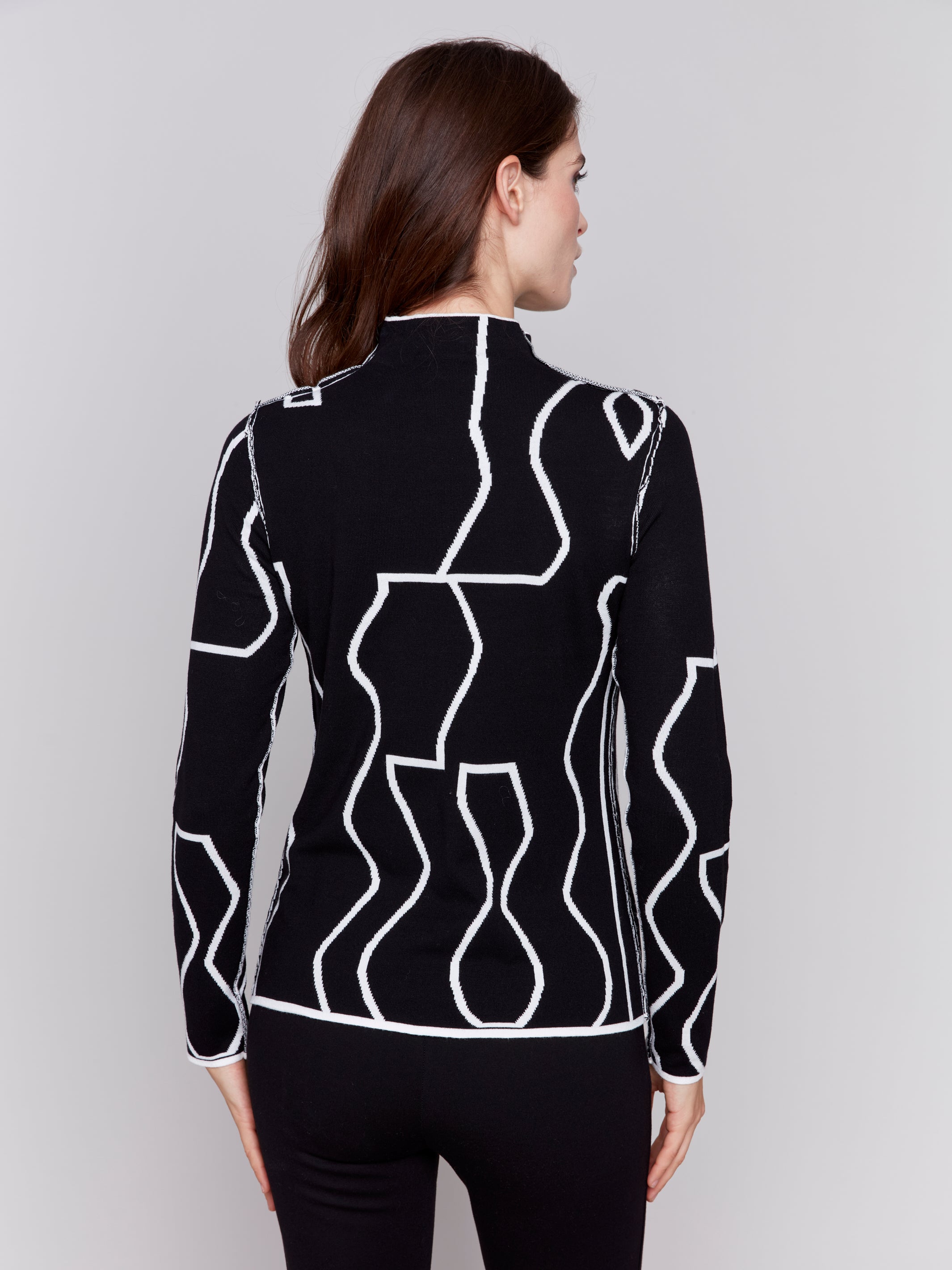 Reversible Mock Neck Fitted Sweater - Sugar River Shoppe
