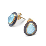 Jaipur stud earrings: Labradorite - Sugar River Shoppe
