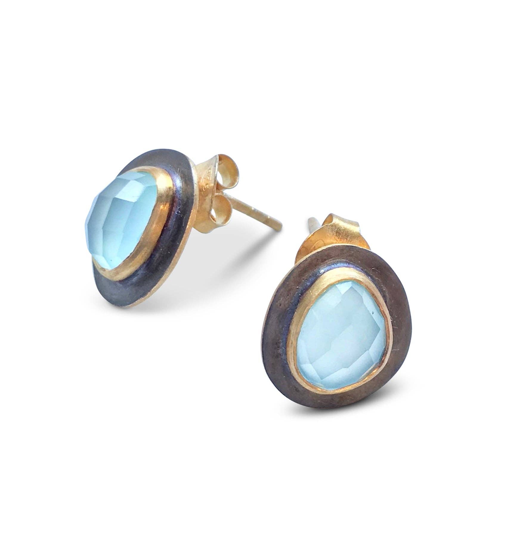 Jaipur stud earrings: Labradorite - Sugar River Shoppe