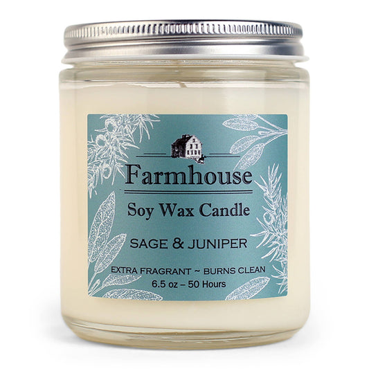 Farmhouse Small Soy Candles: Sage & Juniper