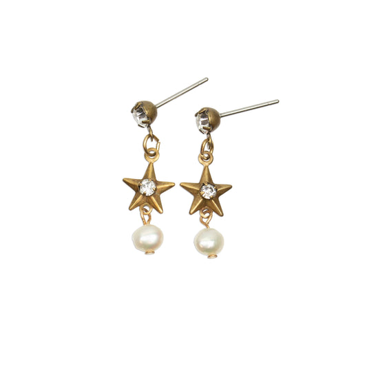 Celestial Sky Crystal Stars & Pearl Astral Charm Earrings
