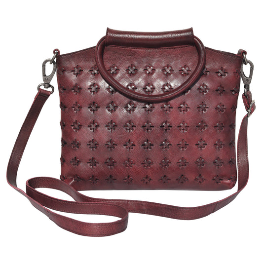 Starlight Handcrafted Leather Tote/Crossbody Bag: Oxblood