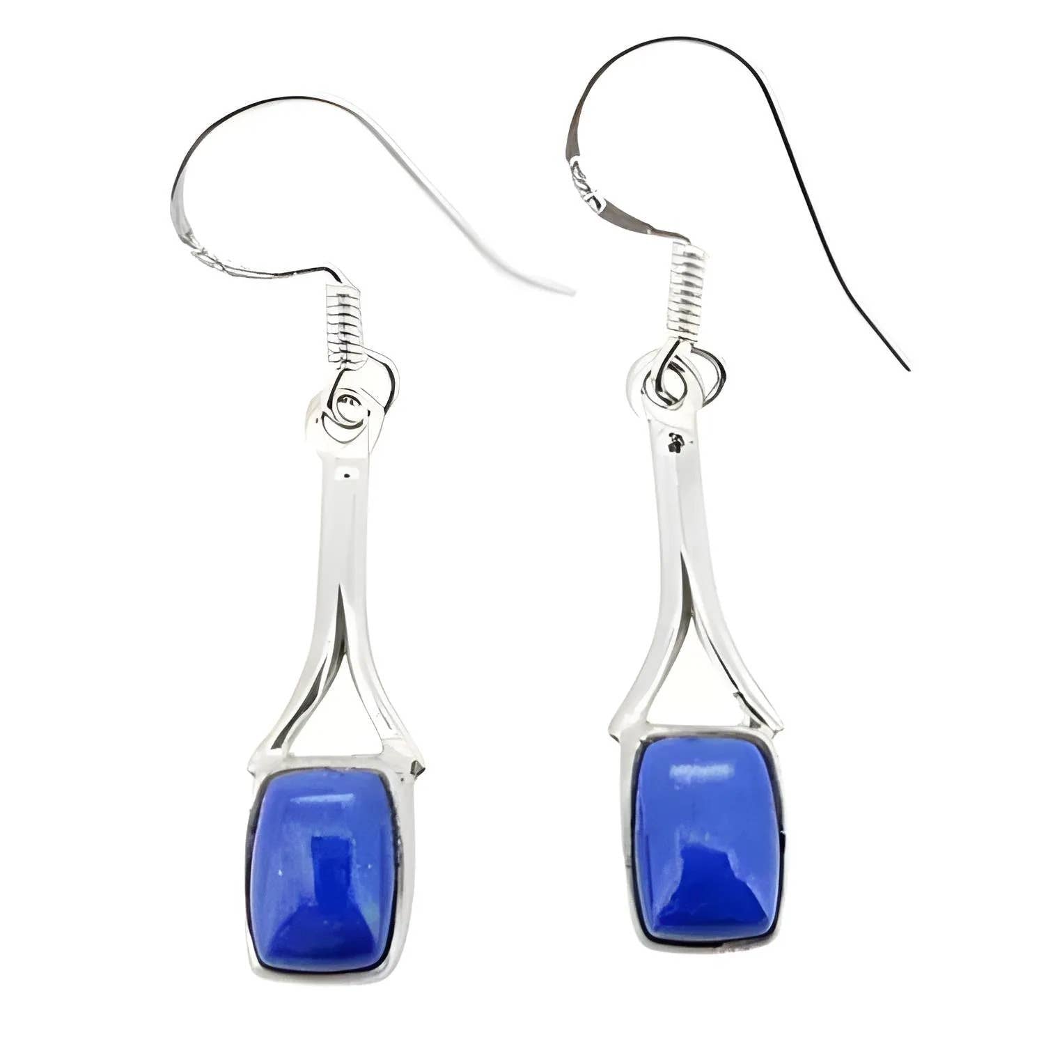 Lapis Silver Earrings On Hooks