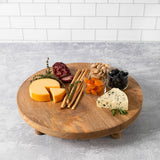 Artisan Wood 16" Round Natural Mango Wood Footed Board