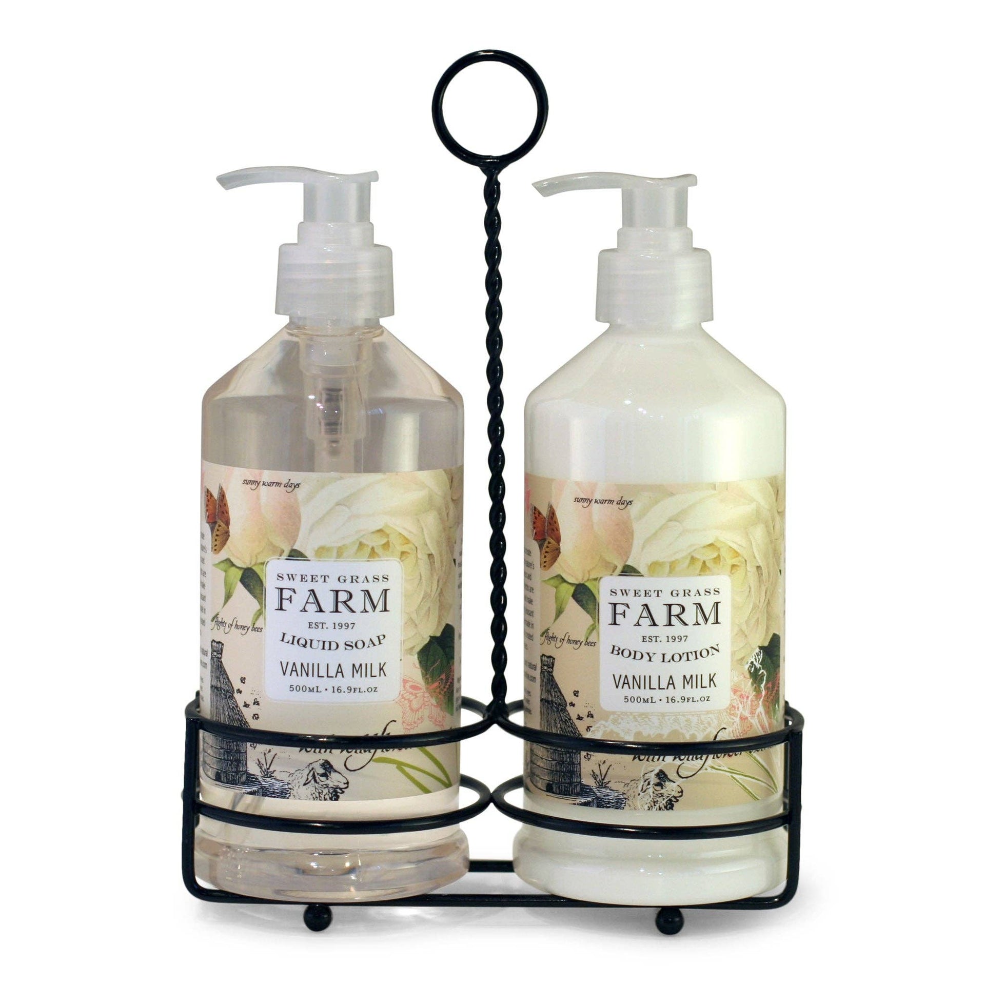 Meadow Body Lotion & Liquid Soap Caddy Set: Vanilla Milk