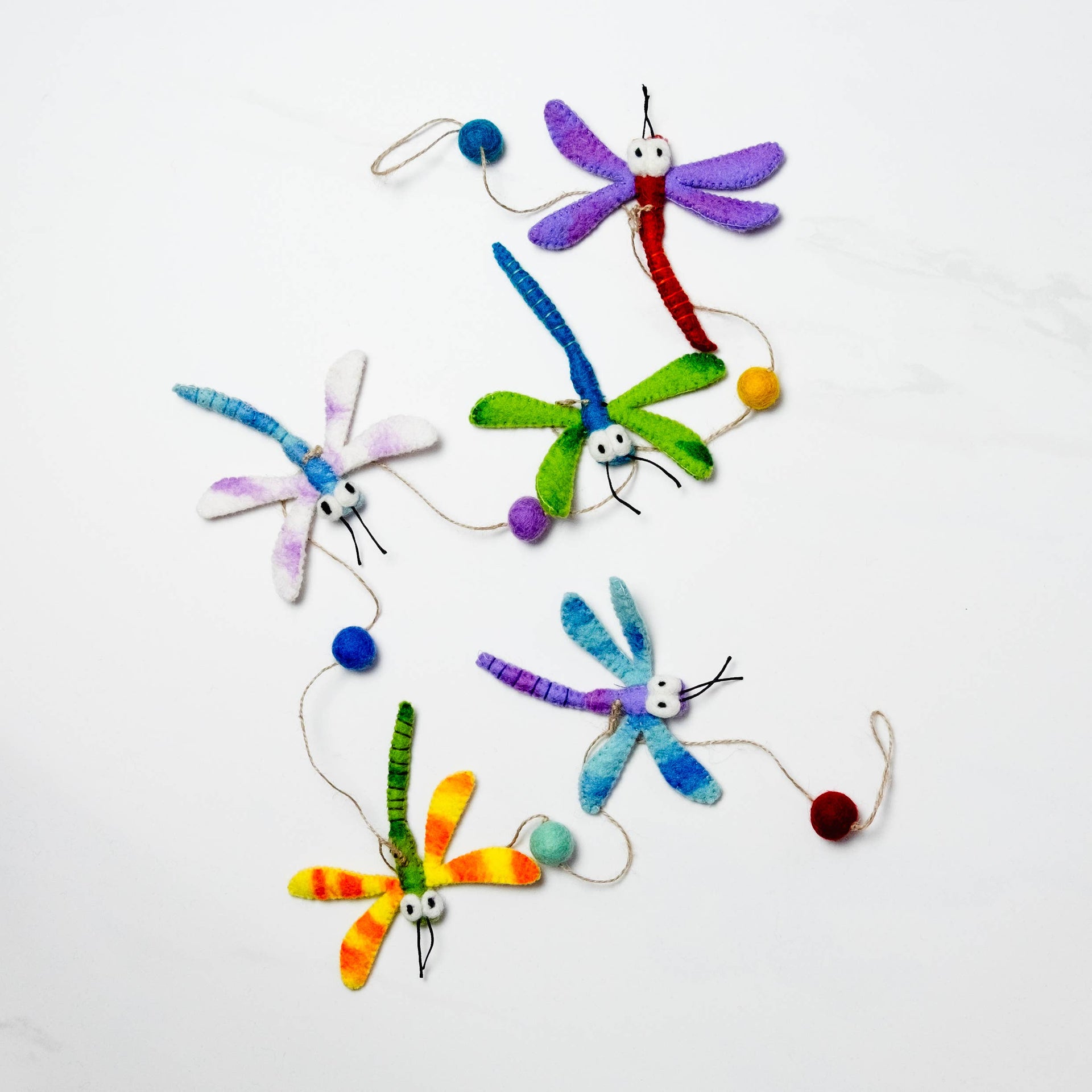 Felt Decor Dragonfly Garland Multicolor