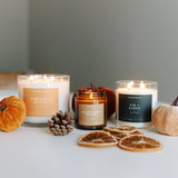 Pumpkin + Spices - 3 Wick Clear Glass Tumbler Soy Candle
