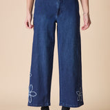 Stretch Denim Tossed Flower Jean