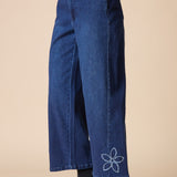 Stretch Denim Tossed Flower Jean