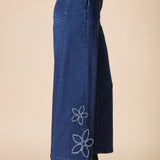 Stretch Denim Tossed Flower Jean
