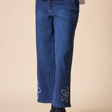 Stretch Denim Tossed Flower Jean