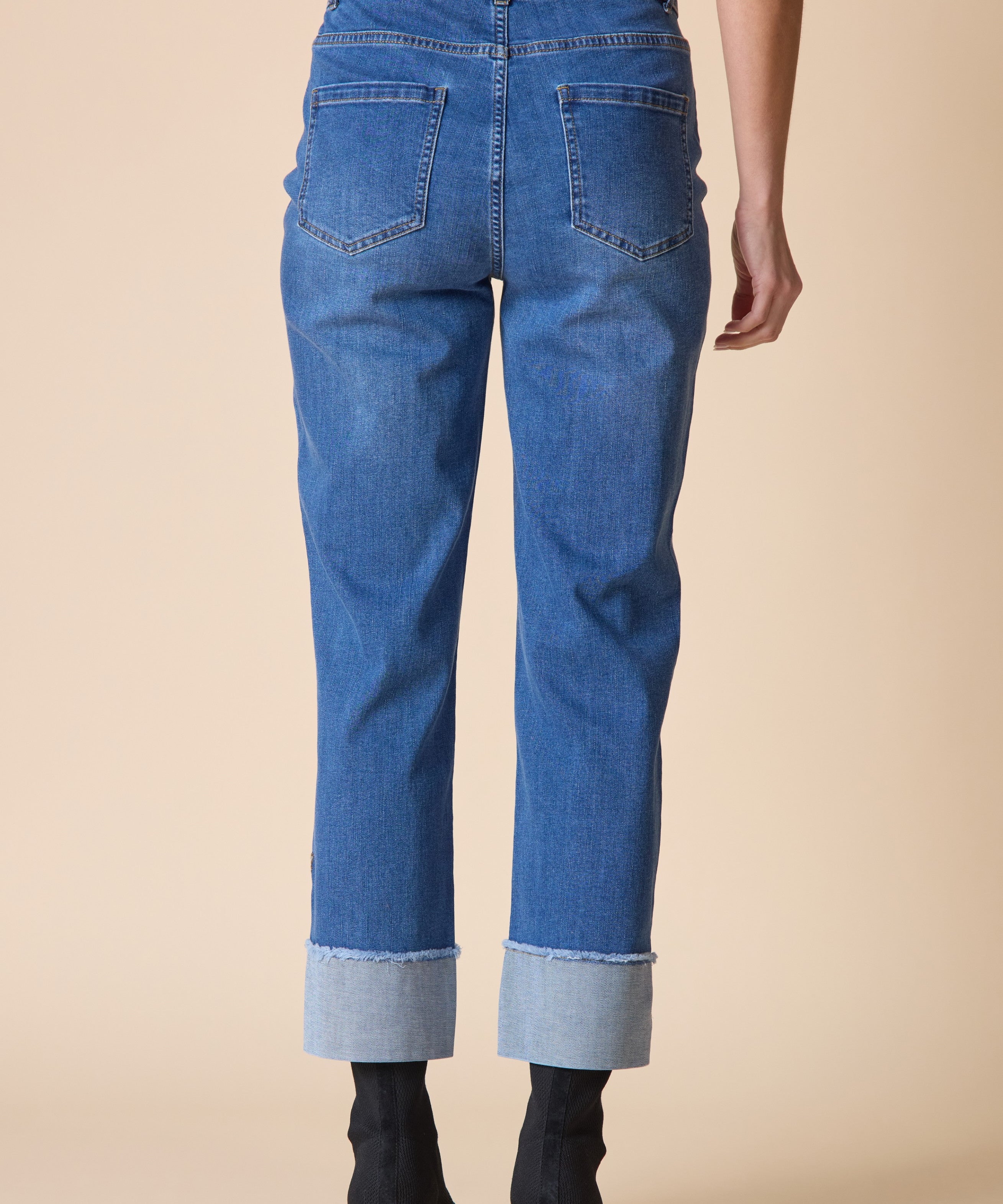Stretch Denim Embroidered Cuff Jean