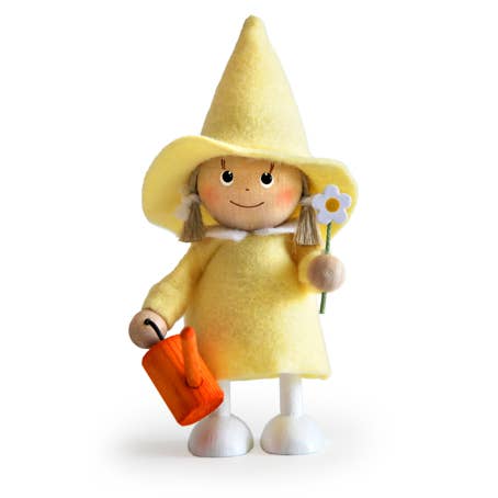 Christmas Ornament Girl Watering, yellow - Sugar River Shoppe