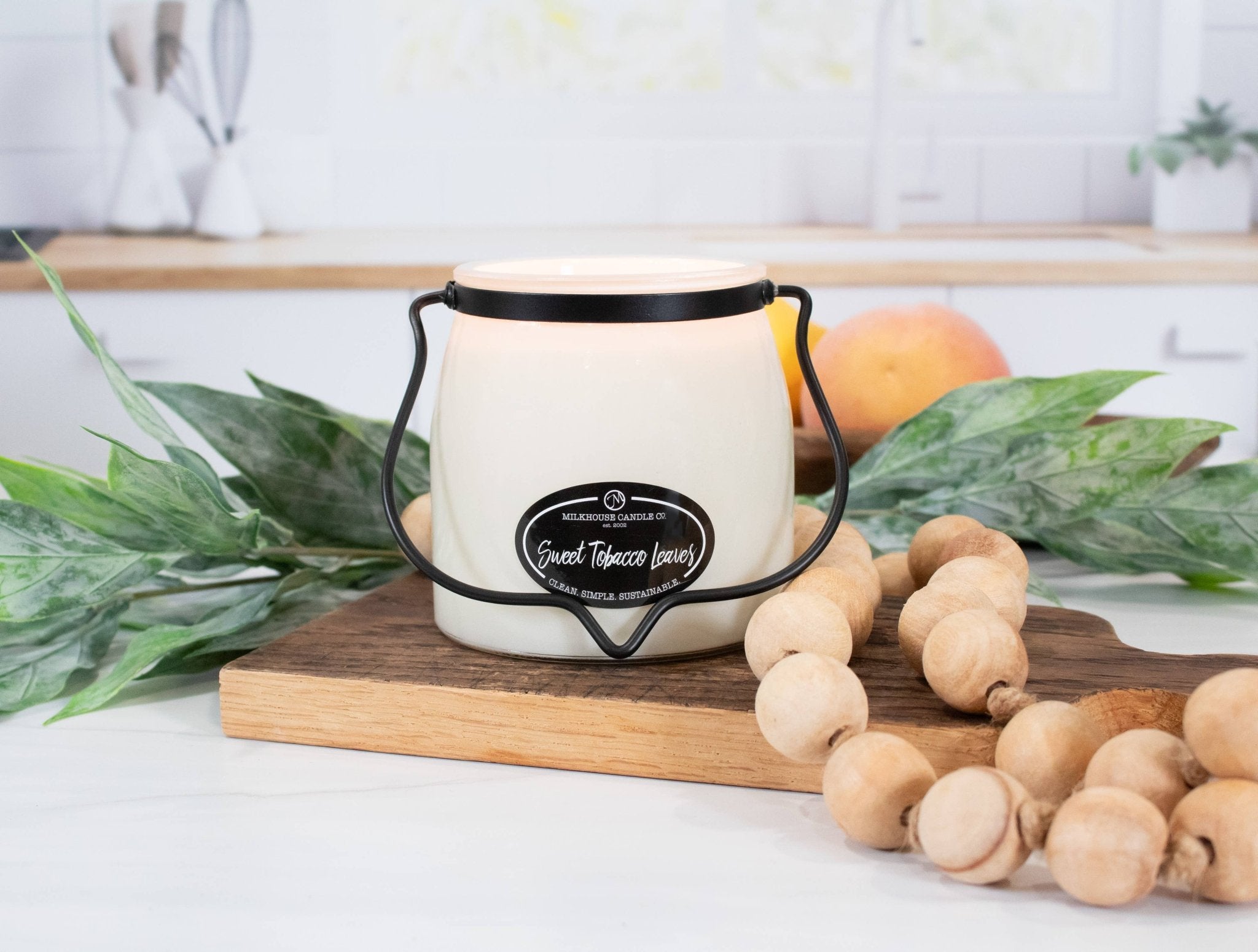 16 oz Butter Jar Candle: Sweet Tobacco Leaves - Milkhouse Candle Company - 849564007410 - Sugar River Shoppe - 