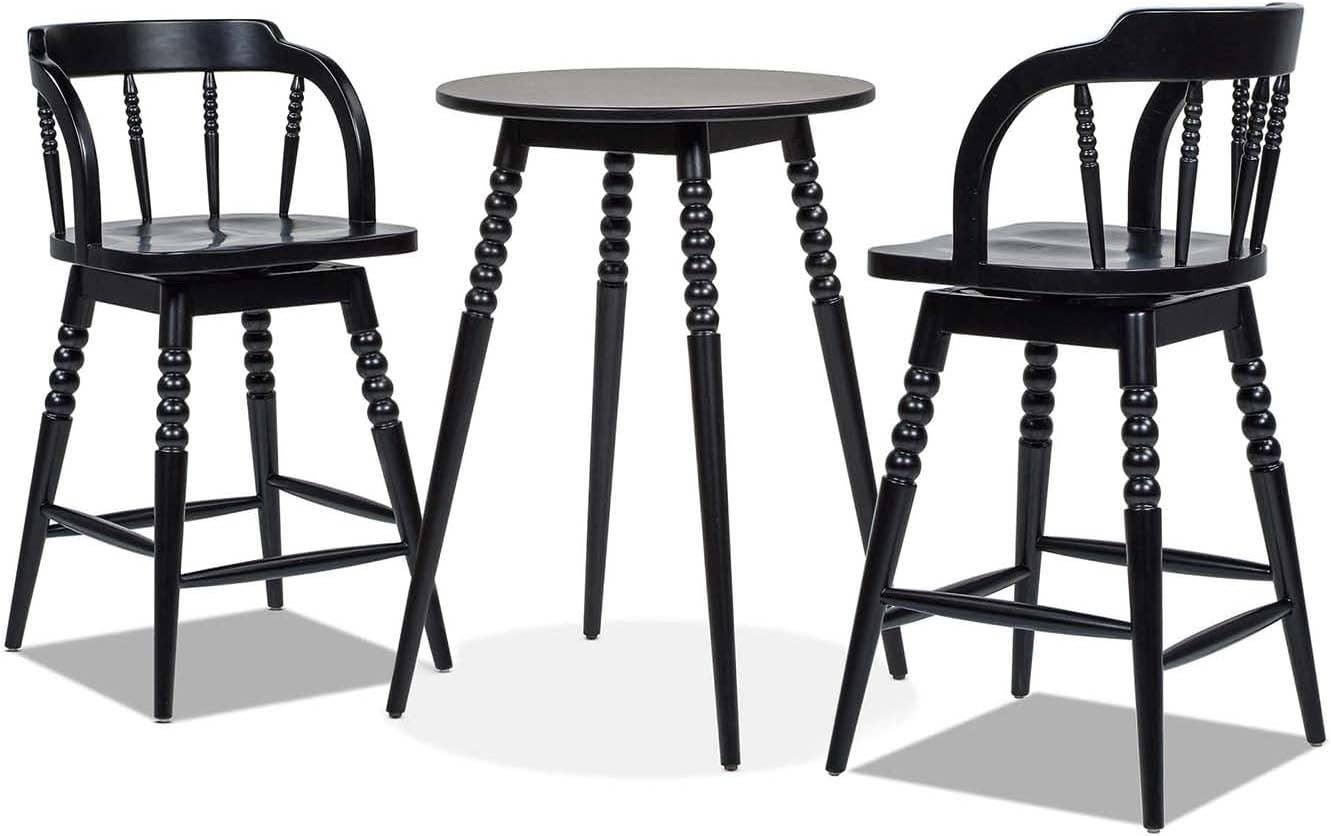 Breda Dining Table and Stools Set, Black - Sugar River Shoppe