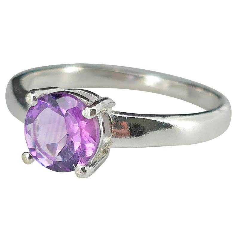 Faceted Amethyst Sterling Silver Ring: 9