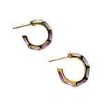 24k Gold Hoop Earrings with Black Stones - Treisi - 96288808 - Sugar River Shoppe - 