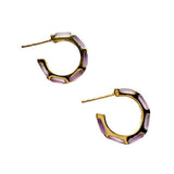 24k Gold Hoop Earrings with Black Stones - Treisi - 96288808 - Sugar River Shoppe - 