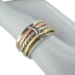 Silver, Brass And Copper Spinner Moon Anxiety Ring - Sugar River Shoppe