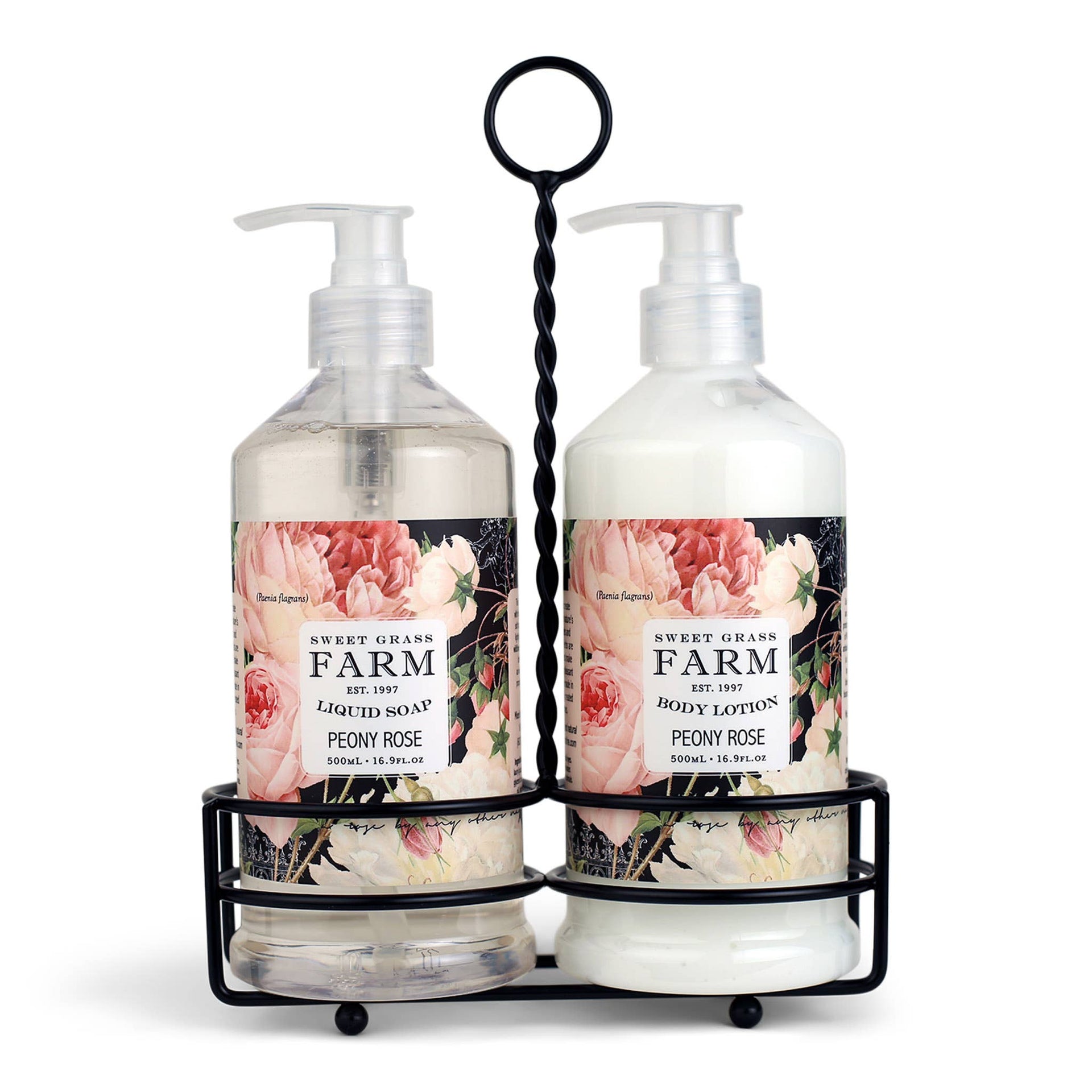 Meadow Body Lotion & Liquid Soap Caddy Set: Peony Rose