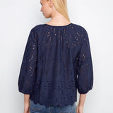 3/4 Raglan Sleeve Blouse with Ties at Notch Neckline - Charlie B - 690178758959 - Sugar River Shoppe - 
